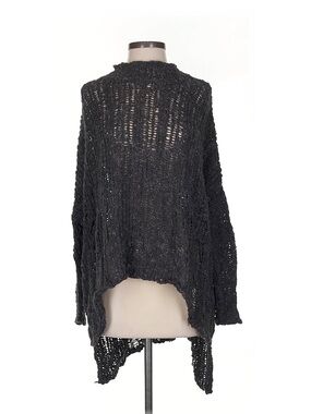 Free People Charcoal Open-Knit Women's Relaxed Drape Sweater